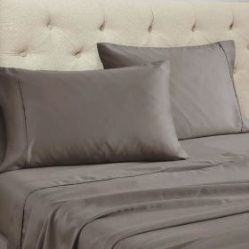 1500 Thread Count Cotton Blend Solid Deep Pocket Sheet (Color: Gray, size: Queen)