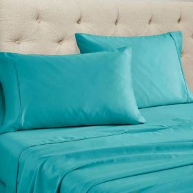 1500 Thread Count Cotton Blend Solid Deep Pocket Sheet (Color: Teal, size: Queen)