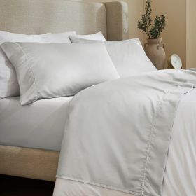 600 Thread Count Cotton Blend Bed Sheet Set - Imperia Embroidered Hem (Color: Platinum, size: Full)
