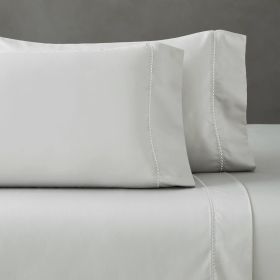 600 Thread Count Cotton Blend Pillowcases, Imperia Embroidered Hem, Set of 2 (Color: Platinum, size: King)