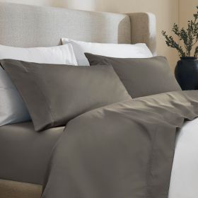 600 Thread Count Cotton Blend Deep Pocket Bed Sheet Set, Pandora Embroidered Hem (Color: Grey, size: Twin)