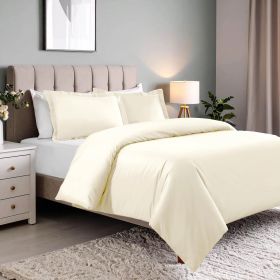 Cotton Blend 600 Thread Count Solid Duvet Cover Set (Color: Ivory, size: Twin)