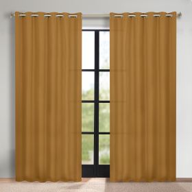 Classic Modern Solid Room Darkening Blackout Curtain Panels, Set of 2 (Color: Camel, size: 52" x 96")