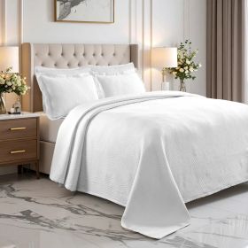 Lightweight Cotton Bedspread Sets 3-Piece Cascade Jacquard Matelassé (Color: White, size: Queen)
