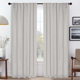 Blackout Window Curtains Solid Room Darkening Back Tab Set of 2 (Color: Chrome, size: 42" X 84")