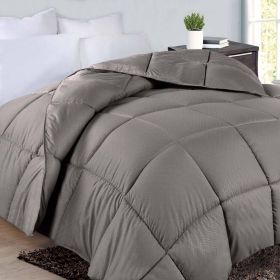 Monochrome Basketweave Plush Microfiber Down Alternative Comforter (Color: Charcoal, size: King)