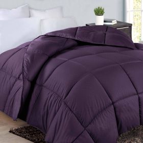 Monochrome Basketweave Plush Microfiber Down Alternative Comforter (Color: Plum, size: Full/Queen)