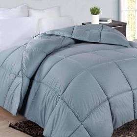 Monochrome Basketweave Plush Microfiber Down Alternative Comforter (Color: Smoke Blue, size: King)