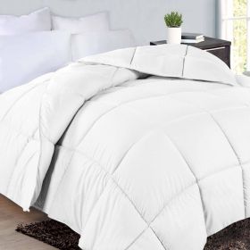 Monochrome Basketweave Plush Microfiber Down Alternative Comforter (Color: White, size: King)