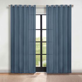 Classic Modern Solid Room Darkening Blackout Curtain Panels, Set of 2 (Color: Denim Blue, size: 70" x 96")