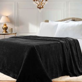 Fleece Plush Medium Weight Fluffy Soft Solid Decorative Blanket (Color: Black, size: Twin)