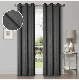 Blackout Window Curtains Waverly Geometric Room Darkening Washable Set of 2 (Color: Grey, size: 52" x 63")