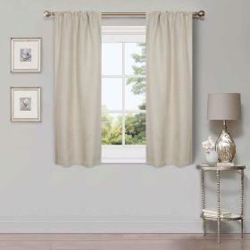 Linen Washable Room Darkening Blackout Curtains, Set of 2 (Color: Ivory, size: 26" X 84")