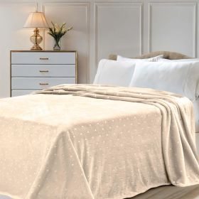 Fleece Plush Medium Weight Fluffy Soft Decorative Polka Dot Blanket (Color: Linen, size: Full/Queen)