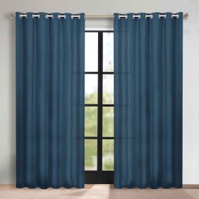 Classic Modern Solid Room Darkening Blackout Curtain Panels, Set of 2 (Color: Marine Blue, size: 70" x 96")