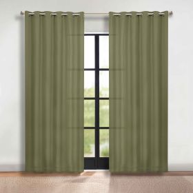 Blackout Window Curtains Classic Modern Room Darkening Set of 2 (Color: Olive Green, size: 70" x 96")