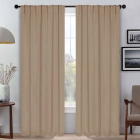 Blackout Window Curtains Solid Room Darkening Back Tab Set of 2 (Color: Smokey Ash, size: 52" x 72")