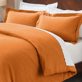 100% Cotton Flannel Solid Modern Fuzzy Duvet Cover Set (Color: Pumpkin, size: King/California King)