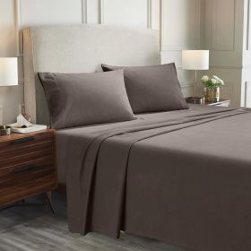 100% Cotton Flannel Sheets Set -  Solid Deep Pocket Bed Sheet Set (Color: Charcoal, size: Queen)