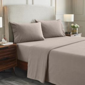 100% Cotton Flannel Sheets Set -  Solid Deep Pocket Bed Sheet Set (Color: Grey, size: Twin XL)