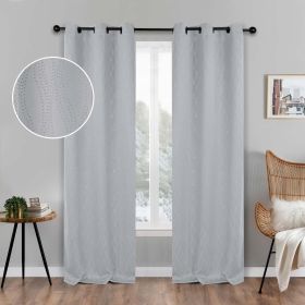 Blackout Window Curtains Zuri Textured Waves Room Darkening Set of 2 (Color: Platinum, size: 42" X 96")