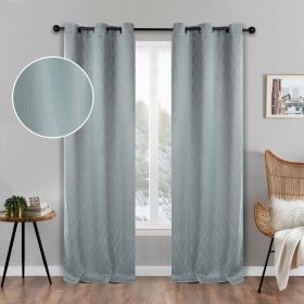 Blackout Window Curtains Zuri Textured Waves Room Darkening Set of 2 (Color: Sea Foam, size: 42" X 96")