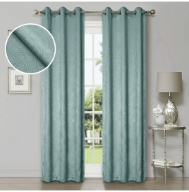 Blackout Window Curtains Waverly Geometric Room Darkening Washable Set of 2 (Color: Teal, size: 52" X 84")