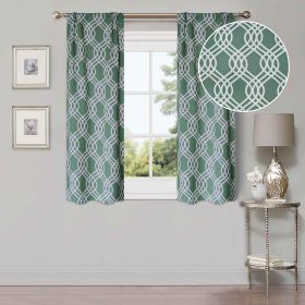 Ribbon Trellis Washable Room Darkening Blackout Curtains, Set of 2 (Color: Teal, size: 26" X 63")