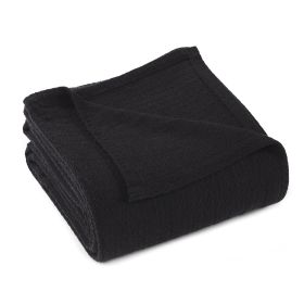 100% Cotton Waffle Blanket – Cooling Waffle Weave, Lightweight & Breathable (Color: Black, size: Full/Queen)