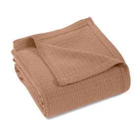 100% Cotton Waffle Blanket – Cooling Waffle Weave, Lightweight & Breathable (Color: Camel, size: Full/Queen)