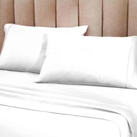 1200 Thread Count Cotton Rich Bed Sheet Set Solid Deep Pocket (Color: White, size: Split King)