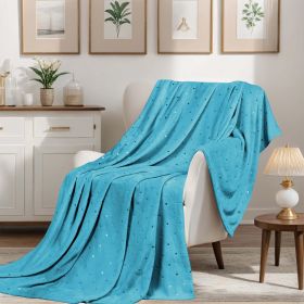 Fleece Plush Medium Weight Fluffy Soft Decorative Polka Dot Blanket (Color: Winter Blue, size: Twin)