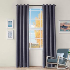 2 Panel Blackout Curtains Senna Solid Textured Grommet Window Panels (Color: Charcoal, size: 42" X 84")