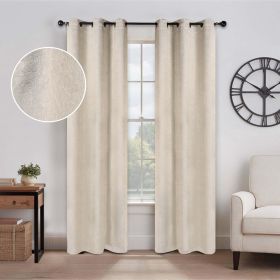 2 Panel Blackout Curtains Senna Solid Textured Grommet Window Panels (Color: Beige, size: 52" X 84")