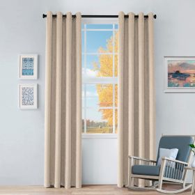 2 Panel Blackout Curtains Senna Solid Textured Grommet Window Panels (Color: Beige, size: 42" X 84")