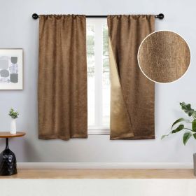 2 Panel Blackout Curtains Senna Solid Textured Grommet Window Panels (Color: Bronze Olive, size: 26" X 63")