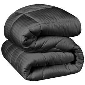 Brushed Microfiber Down Alternative Medium Weight Striped Comforter (Color: Charcoal, size: King)