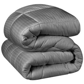 Brushed Microfiber Down Alternative Medium Weight Striped Comforter (Color: Silver, size: King)