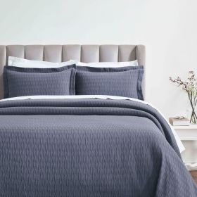 Lightweight Cotton Bedspread Sets 3-Piece Calvert Diamond Matelassé Jacquard (Color: Denim Blue, size: King)