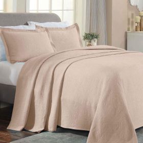 Lightweight Cotton Bedspread Sets 3-Piece Celtic Circle Jacquard Matelassé (Color: Bisque, size: King)