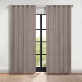 Classic Modern Solid Room Darkening Blackout Curtain Panels, Set of 2 (Color: Taupe, size: 70" x 84")