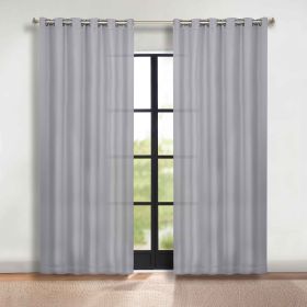 Blackout Window Curtains Classic Modern Room Darkening Set of 2 (Color: Silver, size: 70" x 96")