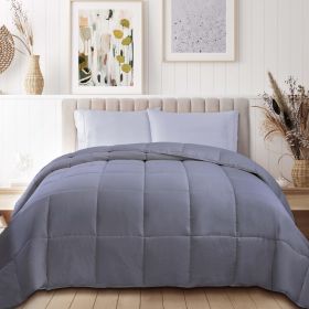 Classic Microfiber Down Alternative Comforter Reversible Medium Weight (Color: Silver, size: King)