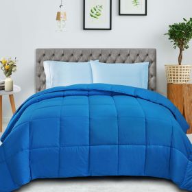 Classic Microfiber Down Alternative Comforter Reversible Medium Weight (Color: Aster Blue, size: King)