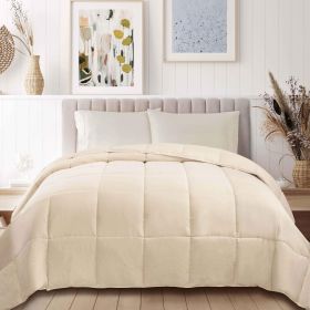 Classic Microfiber Down Alternative Comforter Reversible Medium Weight (Color: Ivory, size: King)