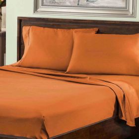 800 Thread Count Cotton Blend Bed Sheet Set Solid Deep Pocket (Color: Rust, size: California King)