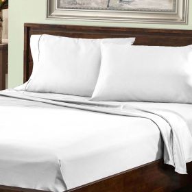 800 Thread Count Cotton Blend Bed Sheet Set Solid Deep Pocket (Color: White, size: King)