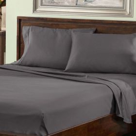 800 Thread Count Cotton Blend Bed Sheet Set Solid Deep Pocket (Color: Grey, size: Full)