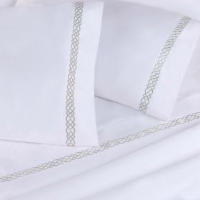 100% Egyptian Cotton 1000 Thread Count Embroidered Pillowcase Set (Color: Platinum, size: King)