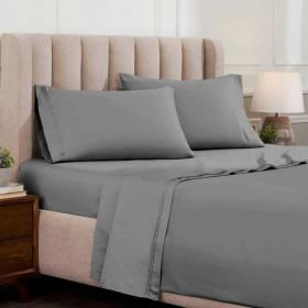 Egyptian Cotton Sateen Sheet Set 1500 Thread Count Grey (size: King)